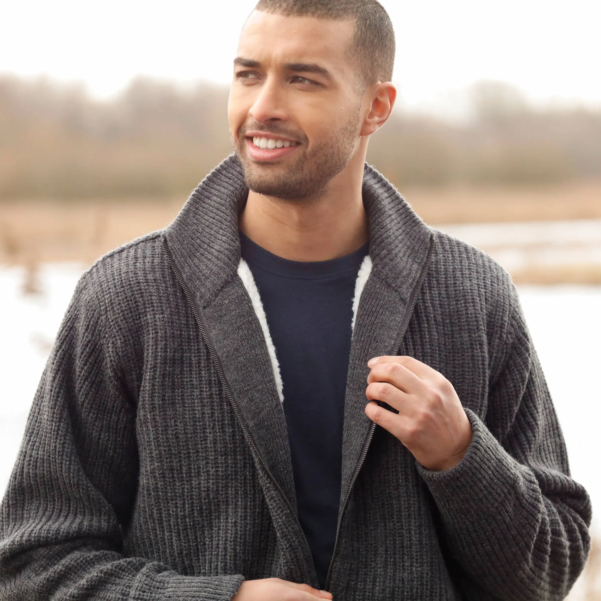 Trui En Vest<Blancheporte Blouson in patentsteek met warme voering antracietgrijs