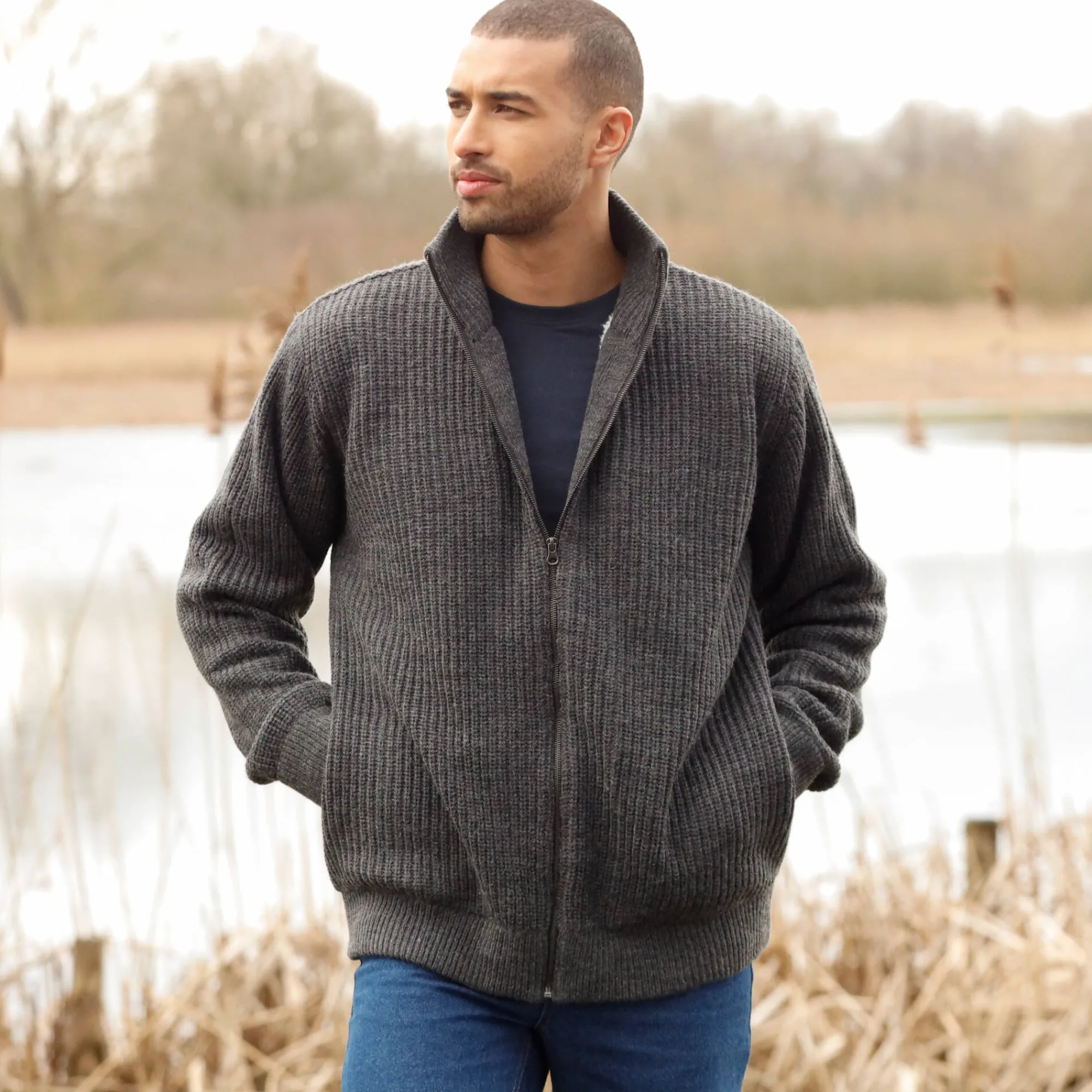 Trui En Vest<Blancheporte Blouson in patentsteek met warme voering antracietgrijs