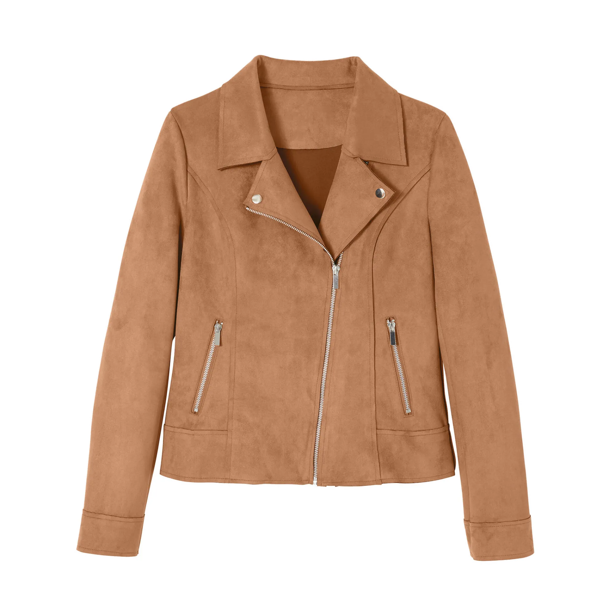 Jas En Mantel<Blancheporte Blouson in suèdine met rits en reverskraag met drukknoopsluiting karamel