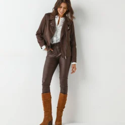 Jas En Mantel<Blancheporte Blouson in suèdine met rits en reverskraag met drukknoopsluiting chocolade