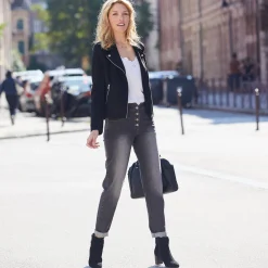Jas En Mantel<Blancheporte Blouson in suèdine met rits en reverskraag met drukknoopsluiting zwart