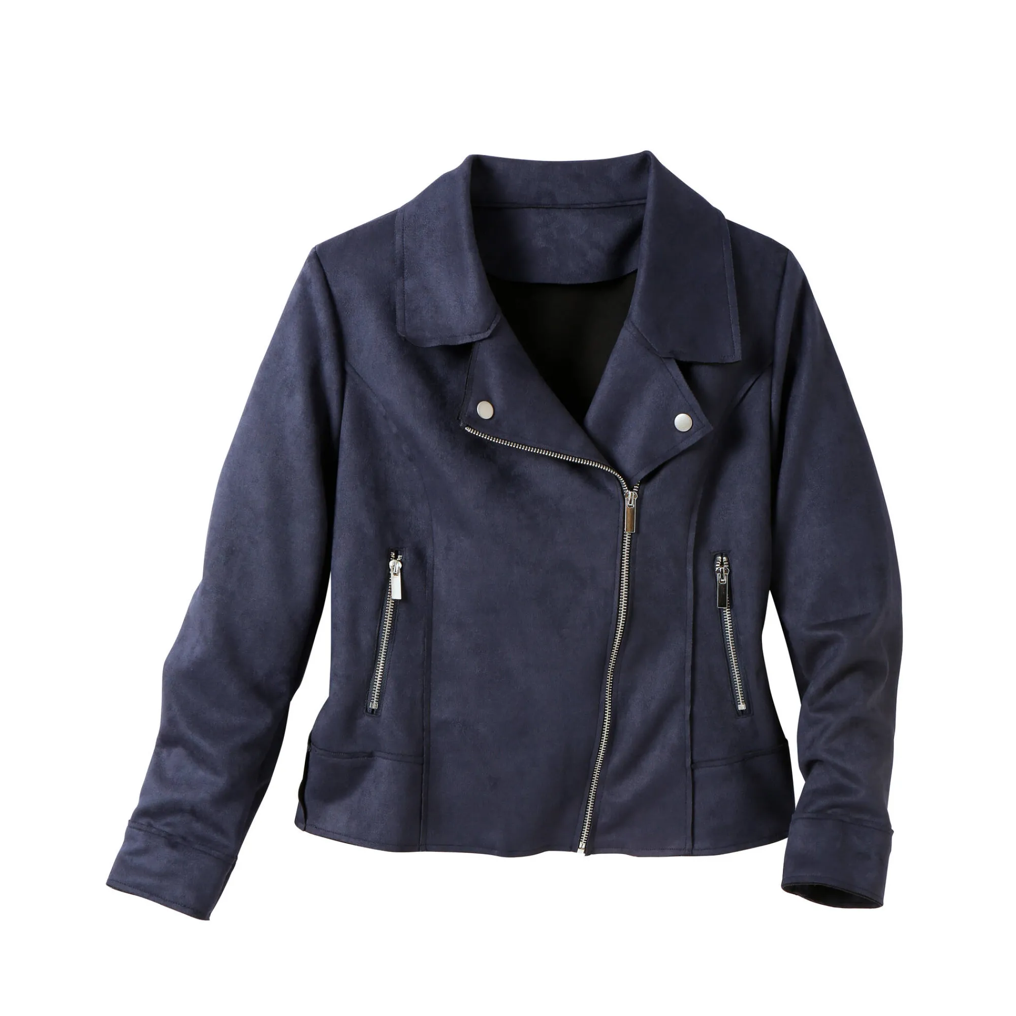 Jas En Mantel<Blancheporte Blouson in suèdine met rits en reverskraag met drukknoopsluiting marine