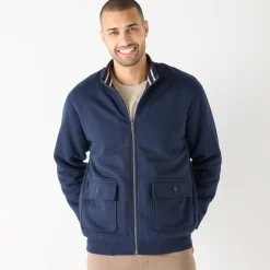 Mantel En Jas<Blancheporte Blouson met rits en opstaande kraag, in molton met sherpavoering marine