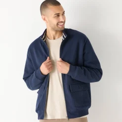 Mantel En Jas<Blancheporte Blouson met rits en opstaande kraag, in molton met sherpavoering marine