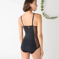Feestelijke Lingerie|Body En Panty<Sans Complexe Body in tweekleurige kant en tule Arum Cabaret - met beugels zwart