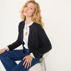Feestoutfits Dames|Trui En Vest<Blancheporte Bolero in harig tricot met lange mouwen zwart