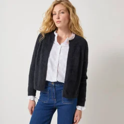 Feestoutfits Dames|Trui En Vest<Blancheporte Bolero in harig tricot met lange mouwen zwart