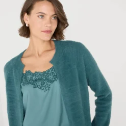 Feestoutfits Dames|Trui En Vest<Blancheporte Bolero in harig tricot met lange mouwen smaragd