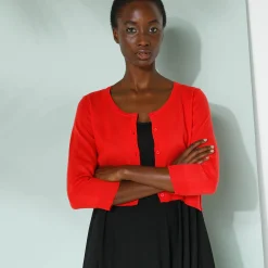 Trui En Vest<Blancheporte Bolero-vest met knopen, zachte touch rood