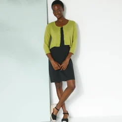 Trui En Vest<Blancheporte Bolero-vest met knopen, zachte touch mosgroen