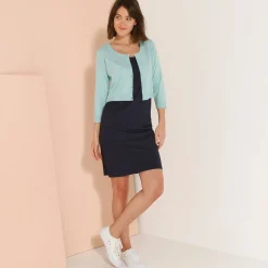 Trui En Vest<Blancheporte Bolero-vest met knopen, zachte touch watergroen