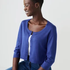 Trui En Vest<Blancheporte Bolero-vest met knopen, zachte touch felblauw