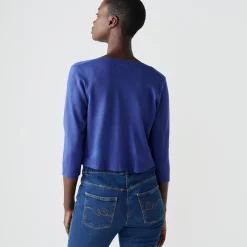 Trui En Vest<Blancheporte Bolero-vest met knopen, zachte touch felblauw