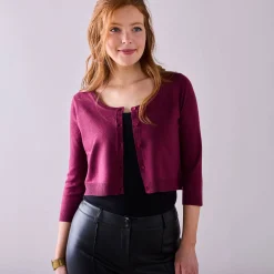 Trui En Vest<Blancheporte Bolero-vest met knopen, zachte touch pruim