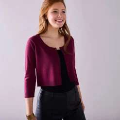 Trui En Vest<Blancheporte Bolero-vest met knopen, zachte touch pruim