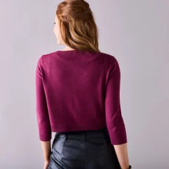 Trui En Vest<Blancheporte Bolero-vest met knopen, zachte touch pruim