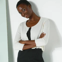 Trui En Vest<Blancheporte Bolero-vest met knopen, zachte touch ecru