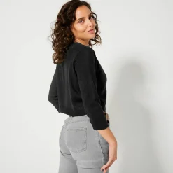 Trui En Vest<Blancheporte Bolero-vest met knopen, zachte touch zwart