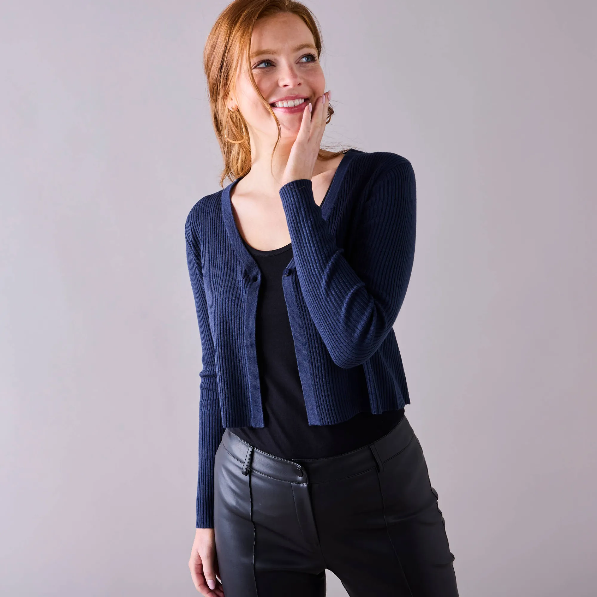 Trui En Vest<Blancheporte Bolerovest, ribtricot marine
