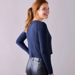 Trui En Vest<Blancheporte Bolerovest, ribtricot marine