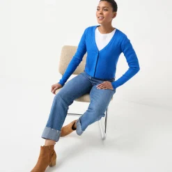 Trui En Vest<Blancheporte Bolerovest, ribtricot felblauw