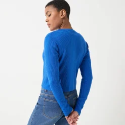 Trui En Vest<Blancheporte Bolerovest, ribtricot felblauw