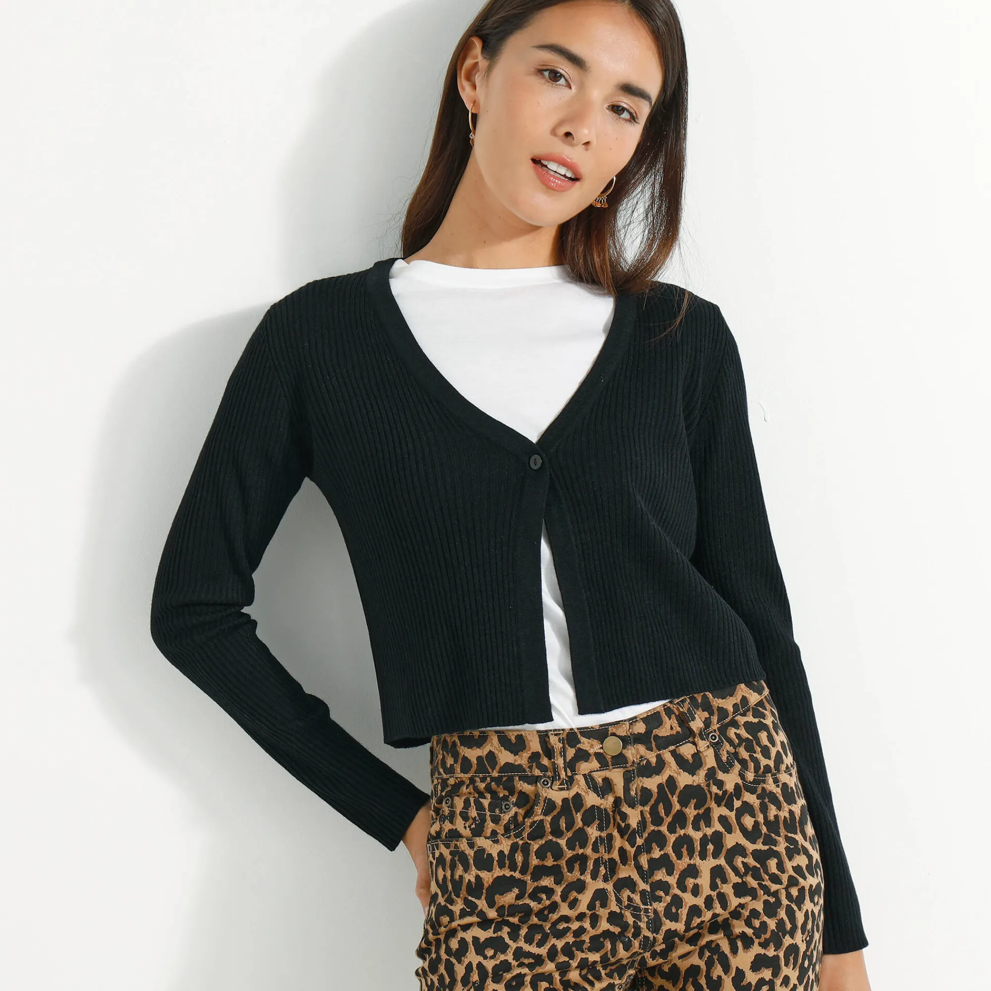 Trui En Vest<Blancheporte Bolerovest, ribtricot zwart