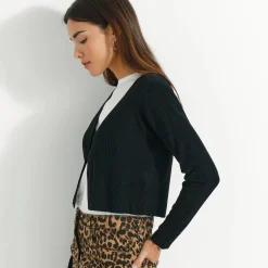 Trui En Vest<Blancheporte Bolerovest, ribtricot zwart