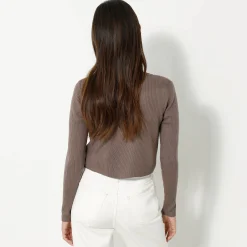Trui En Vest<Blancheporte Bolerovest, ribtricot taupe