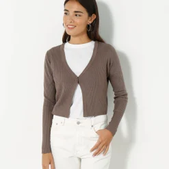 Trui En Vest<Blancheporte Bolerovest, ribtricot taupe