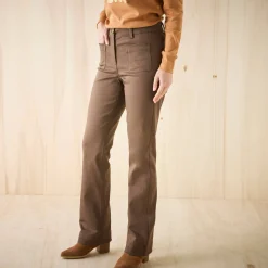 Broek<Blancheporte Bootcut broek, opgestikte zakken chocolade