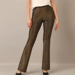 Feestoutfits Dames|Legging<Blancheporte Bootcut legging met elastische tailleband, glanzende stof goudkleurig