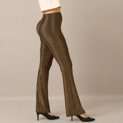 Feestoutfits Dames|Legging<Blancheporte Bootcut legging met elastische tailleband, glanzende stof goudkleurig