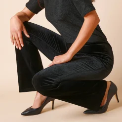 Feestoutfits Dames|Legging<Blancheporte Bootcut legging met elastische taille, in velourstricot zwart