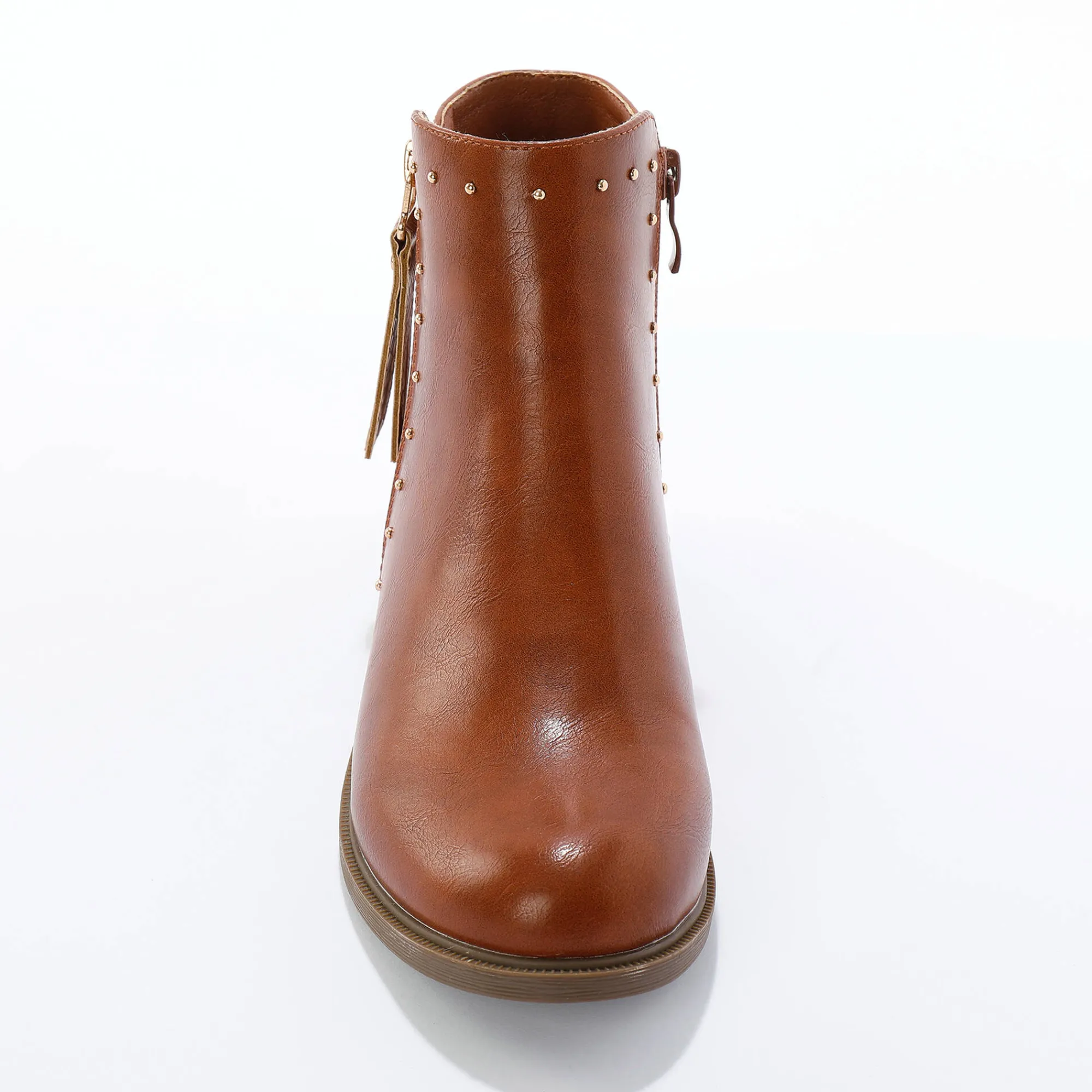 Bottines En Boots|Schoenen<Blancheporte Boots in 2 materialen, rits en sierspijkers karamel