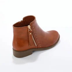 Bottines En Boots|Schoenen<Blancheporte Boots in 2 materialen, rits en sierspijkers karamel
