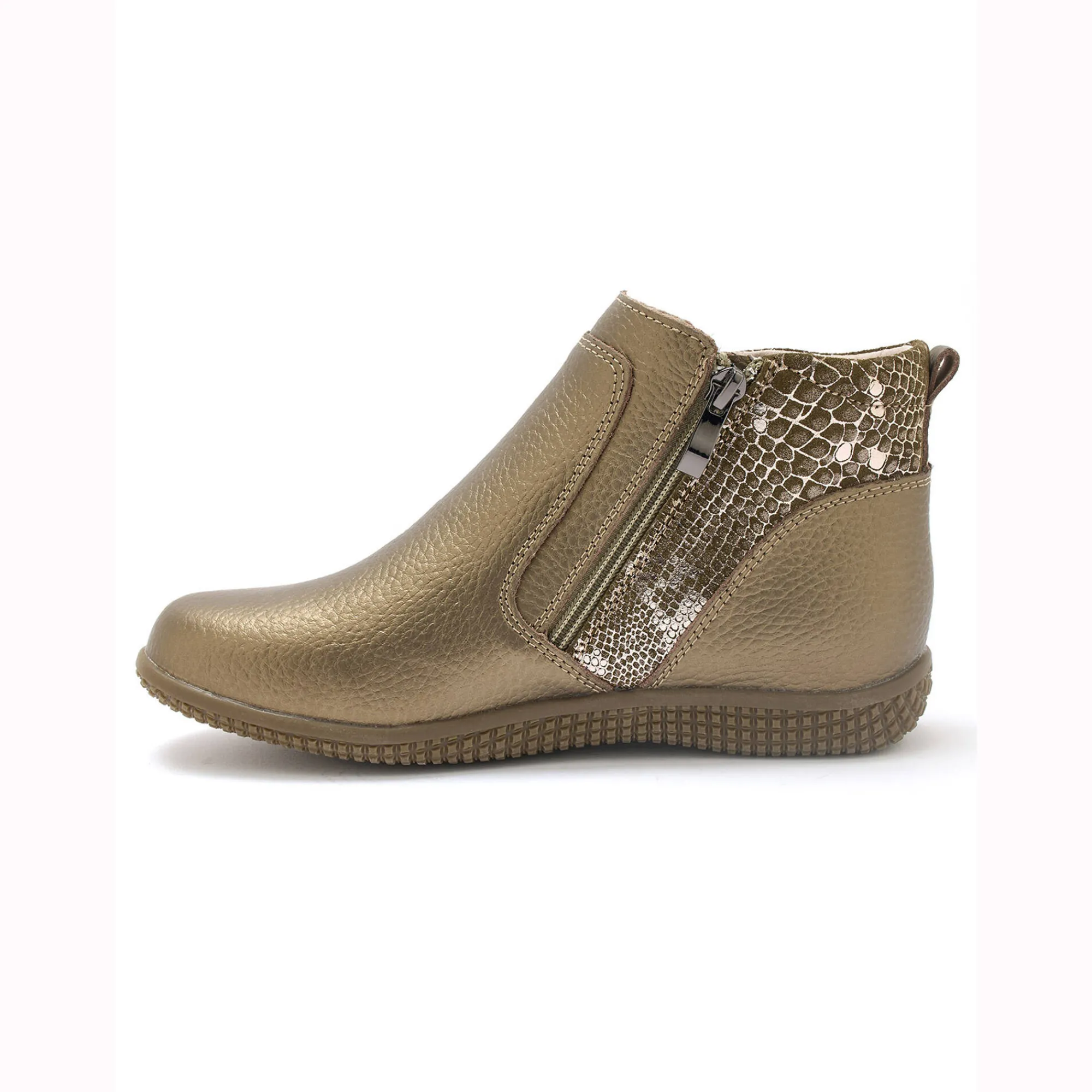 Feestelijke Schoenen|Bottines En Boots<PédiConfort Boots met dubbele rits - verwijderbare comfortzool PÉDICONFORT goudbruin
