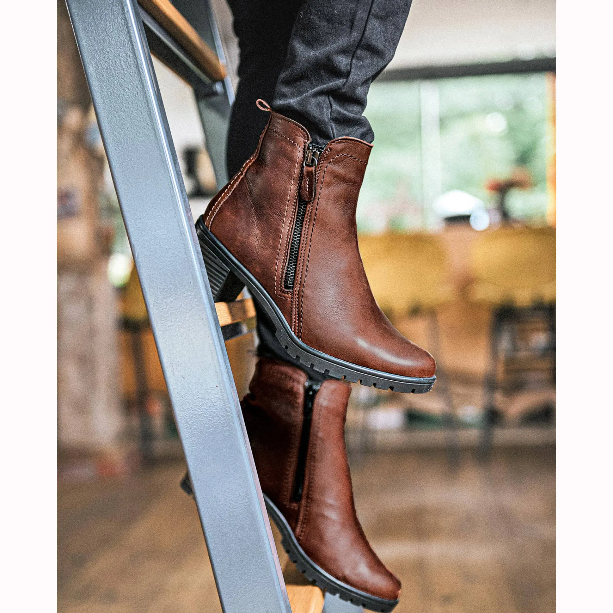 Bottines En Boots|Schoenen<PédiConfort Boots met dubbele rits en comfortbreedte bruin