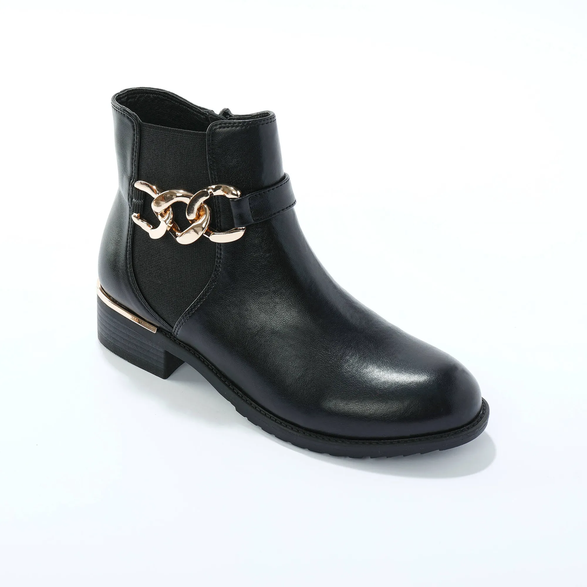 Feestelijke Schoenen|Bottines En Boots<Blancheporte Boots met elastieken en rits, goudkleurige gesp zwart