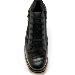 Bottines En Boots|Schoenen<PédiConfort Boots met rits en veters, breed model - zebramotieven zwart