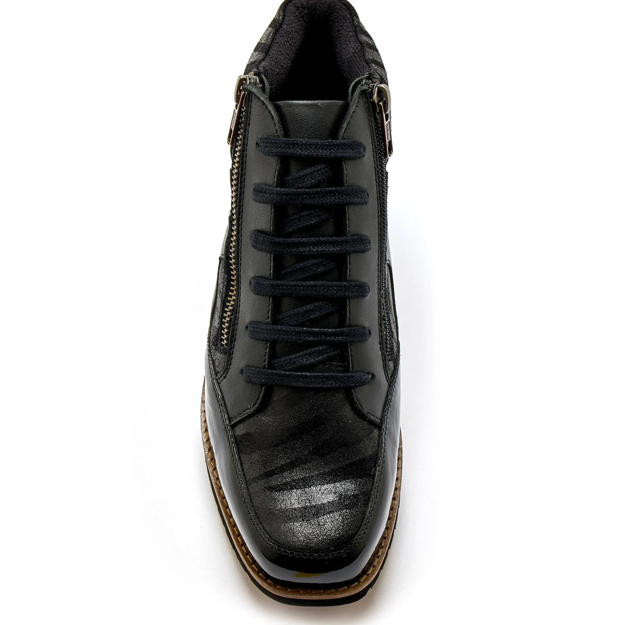 Bottines En Boots|Schoenen<PédiConfort Boots met rits en veters, breed model - zebramotieven zwart