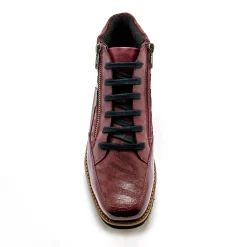 Bottines En Boots|Schoenen<PédiConfort Boots met rits en veters, breed model - zebramotieven bordeaux