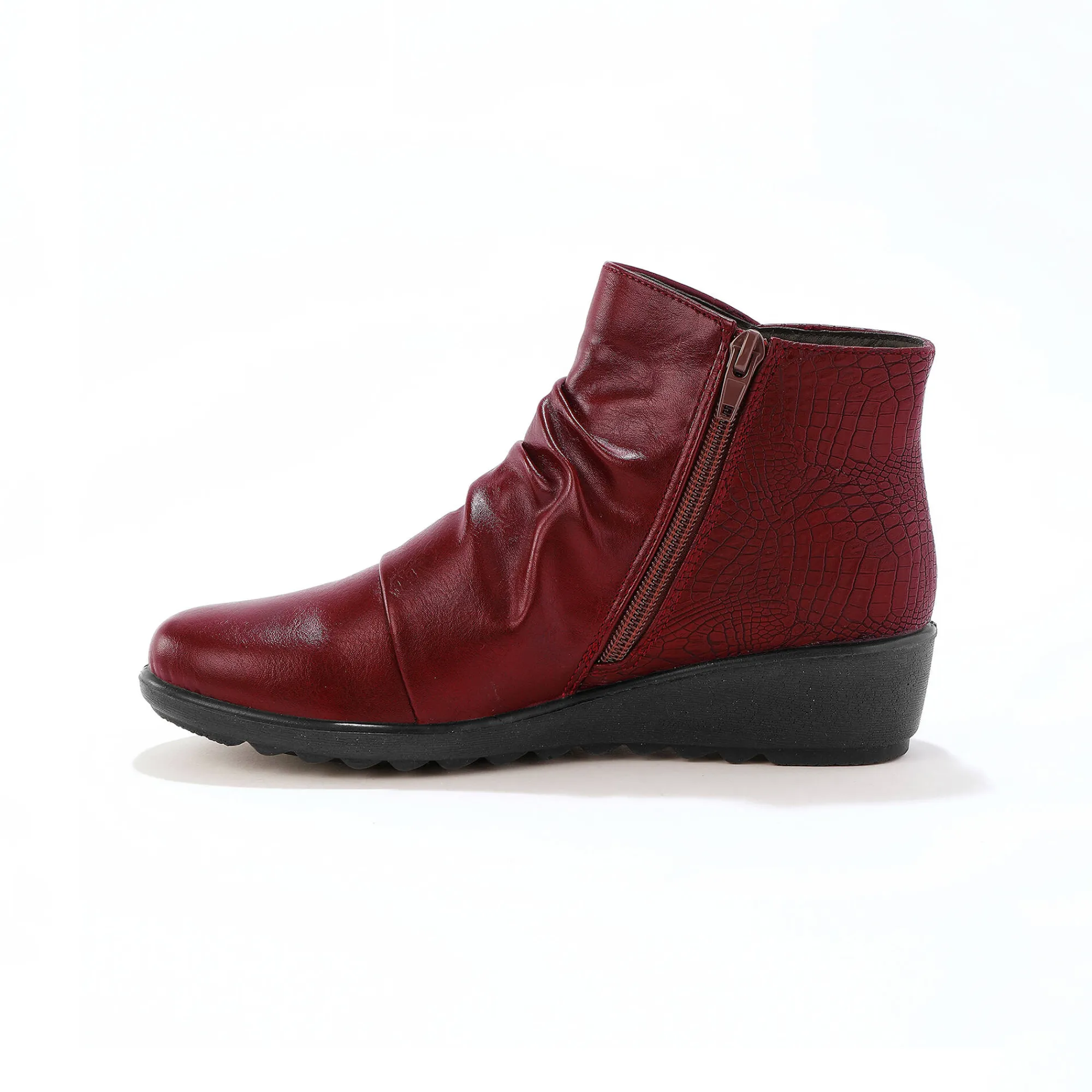 Bottines En Boots|Schoenen<Blancheporte Boots met sleehak en rits, getextureerd effect achter bordeaux