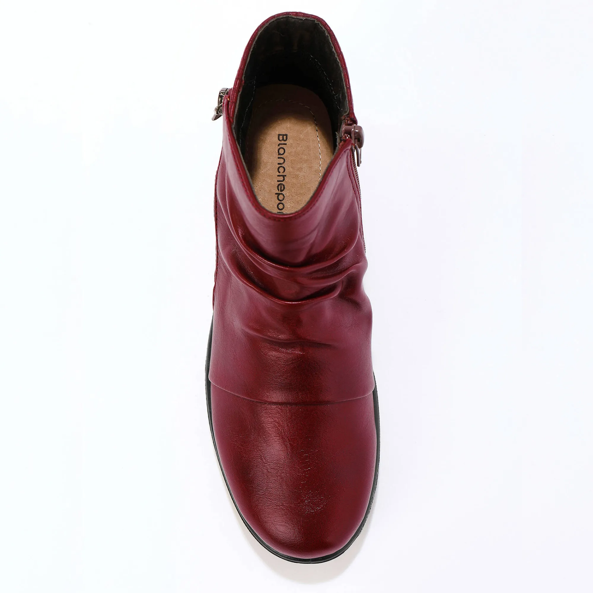 Bottines En Boots|Schoenen<Blancheporte Boots met sleehak en rits, getextureerd effect achter bordeaux