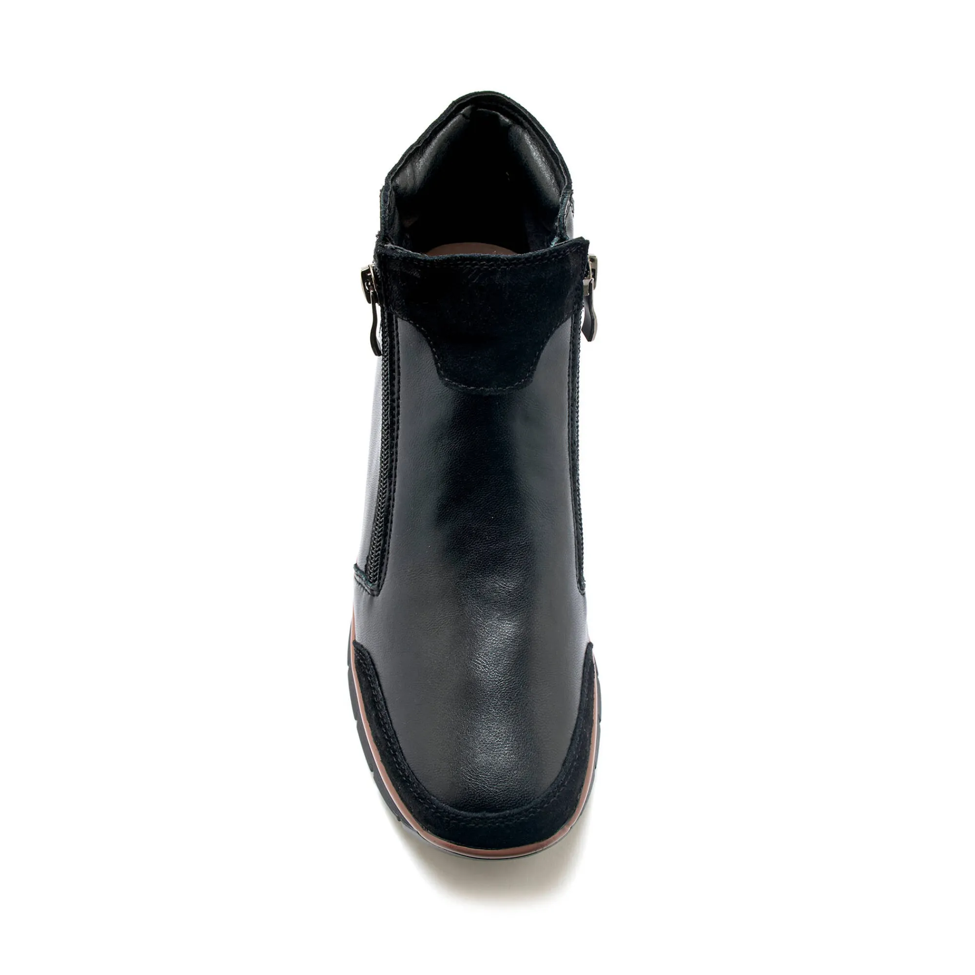 Bottines En Boots|Schoenen<PédiConfort Boots met sleehak en rits in leer en splitleer zwart
