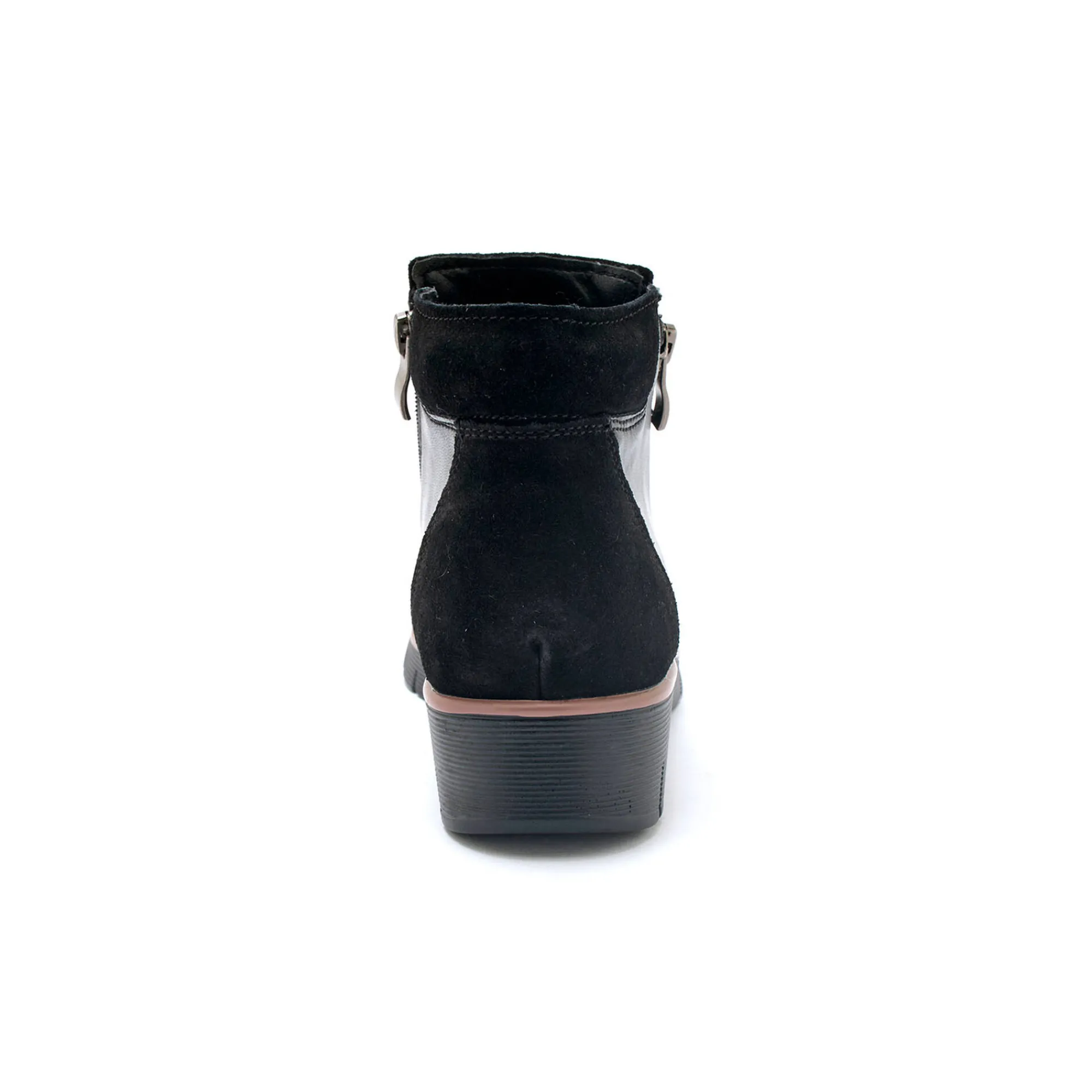 Bottines En Boots|Schoenen<PédiConfort Boots met sleehak en rits in leer en splitleer zwart