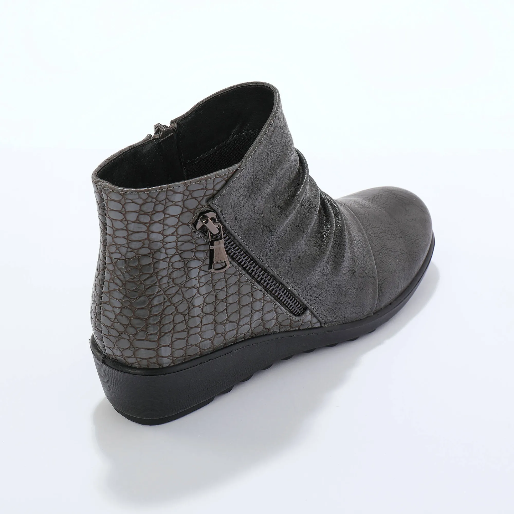 Bottines En Boots|Schoenen<Blancheporte Boots met sleehak en rits, getextureerd effect achter grijs