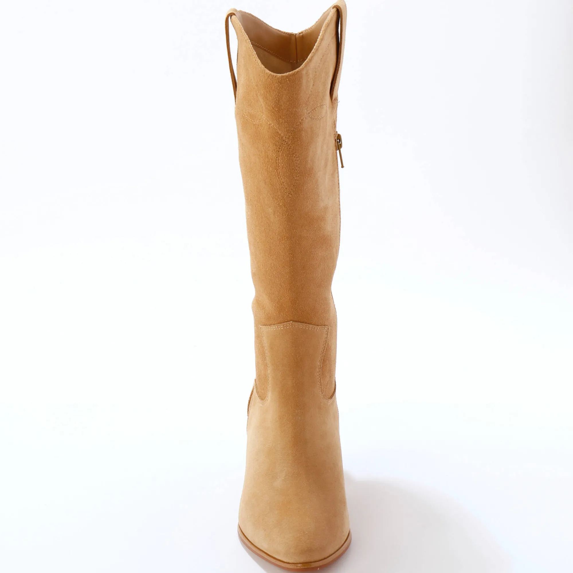 Laarzen|Schoenen<Blancheporte Bottes hautes santiags, cuir suédé lichtbeige