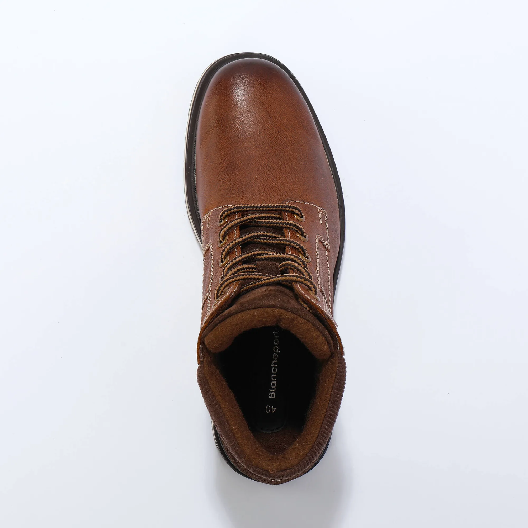 Schoenen|Schoenen Heren<Blancheporte Bottines met veters, leer en velours bruin