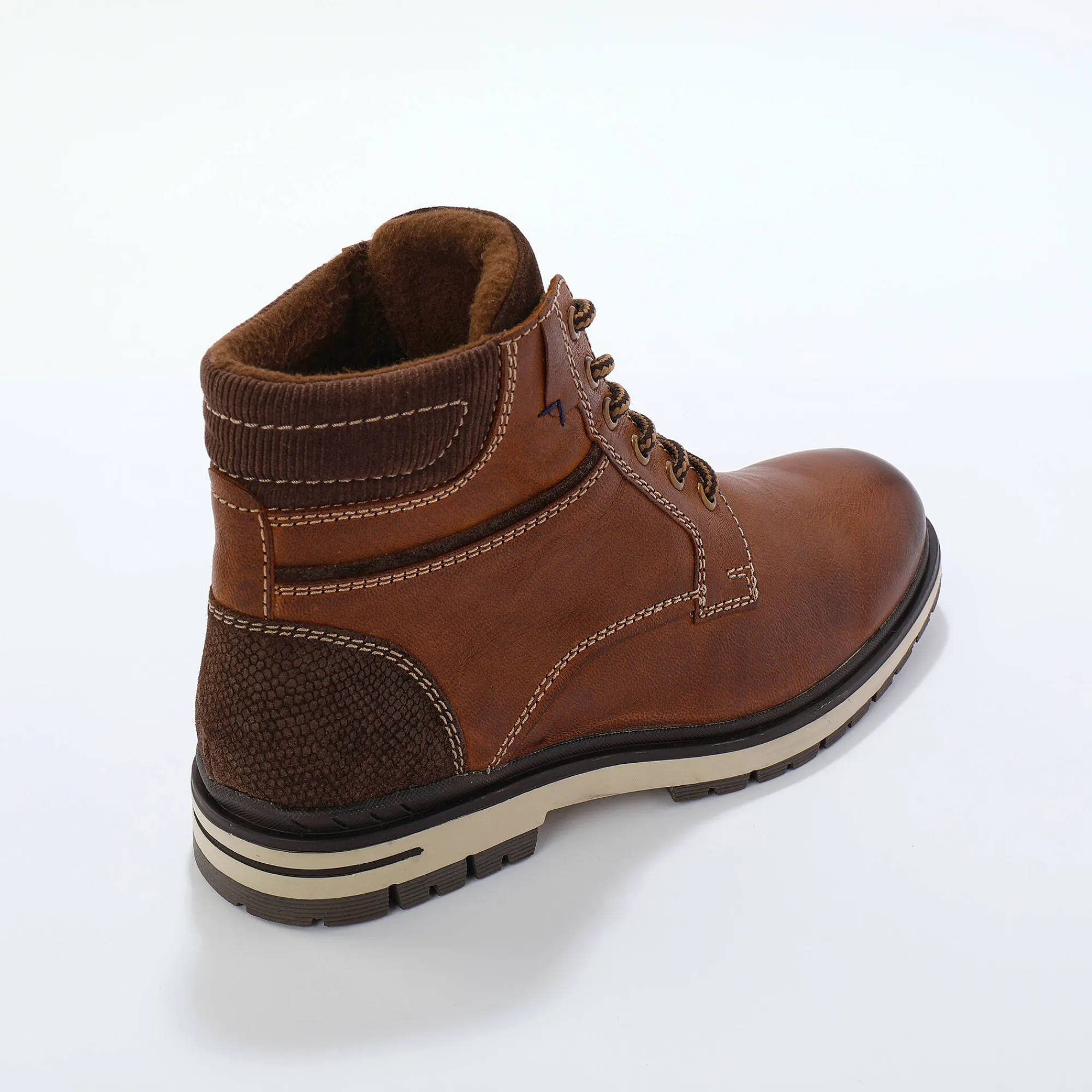 Schoenen|Schoenen Heren<Blancheporte Bottines met veters, leer en velours bruin